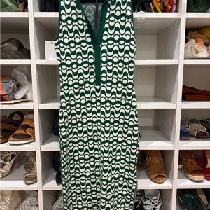 House of Harlow 1960 Green and Cream Midi Dress